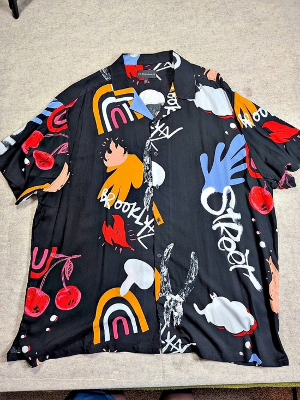 No Boundaries Graphic Button Down Shirt in Black Sizes 2XL/3XL Available